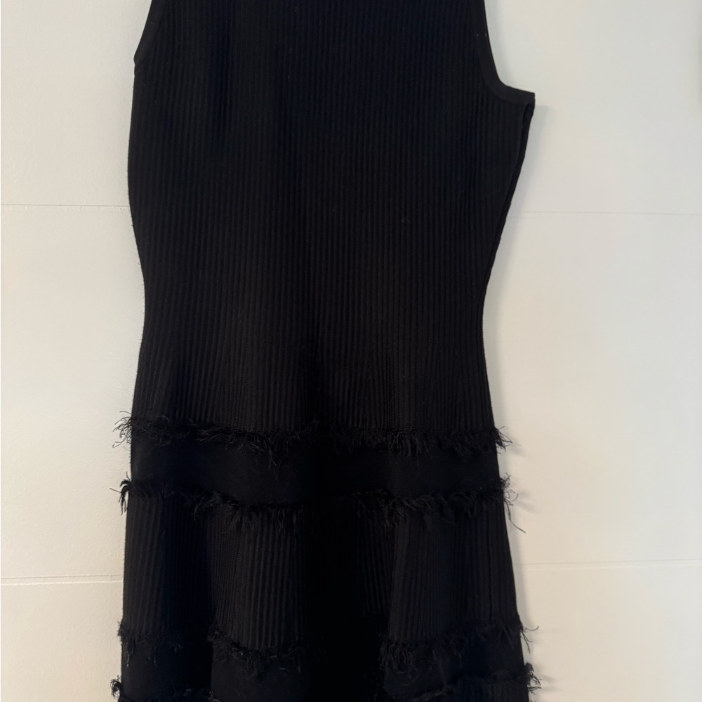 Milly Black Ruffled Tiered Sheath Mini Dress
